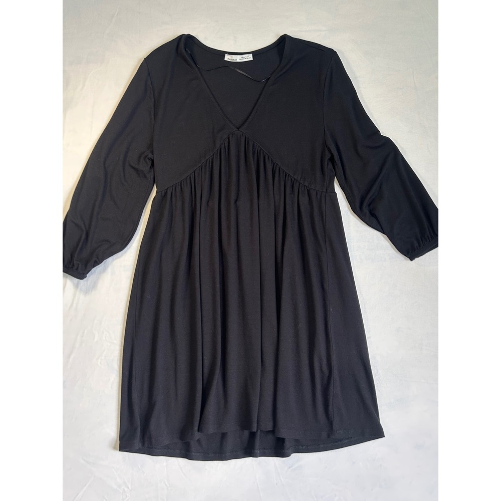 Pull&Bear Black Long Sleeve Babydoll‎ V-Neck Empire Waist Mini Dress Mens M